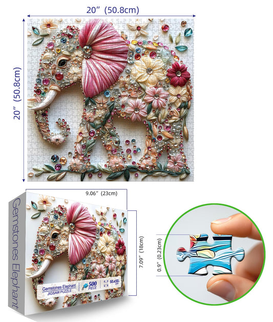 MINIWAN Elephant Jigsaw Puzzle 500 pieces with dust-free interlocking pieces for smooth assembly.