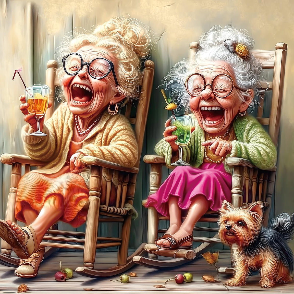 MINIWAN Joyful Moments porch scene puzzle with two friends enjoying a tranquil afternoon.