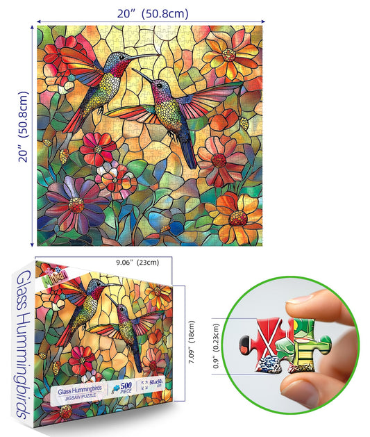 MINIWAN Hummingbird Flower puzzle with vibrant colors and hummingbirds for eye-catching viewing.
