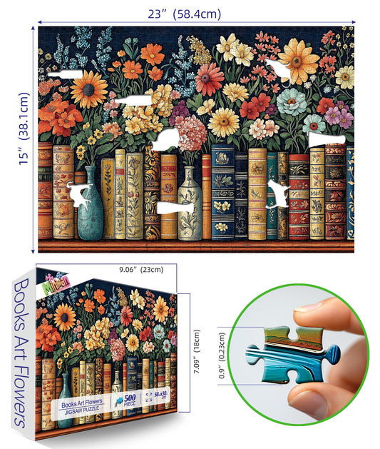 MINIWAN book spines floral ornament puzzle: intricate details ideal for satisfying, quiet evenings.
