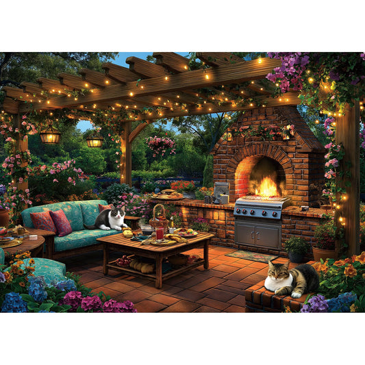 MINIWAN garden patio scene with twinkling lights for cozy evenings