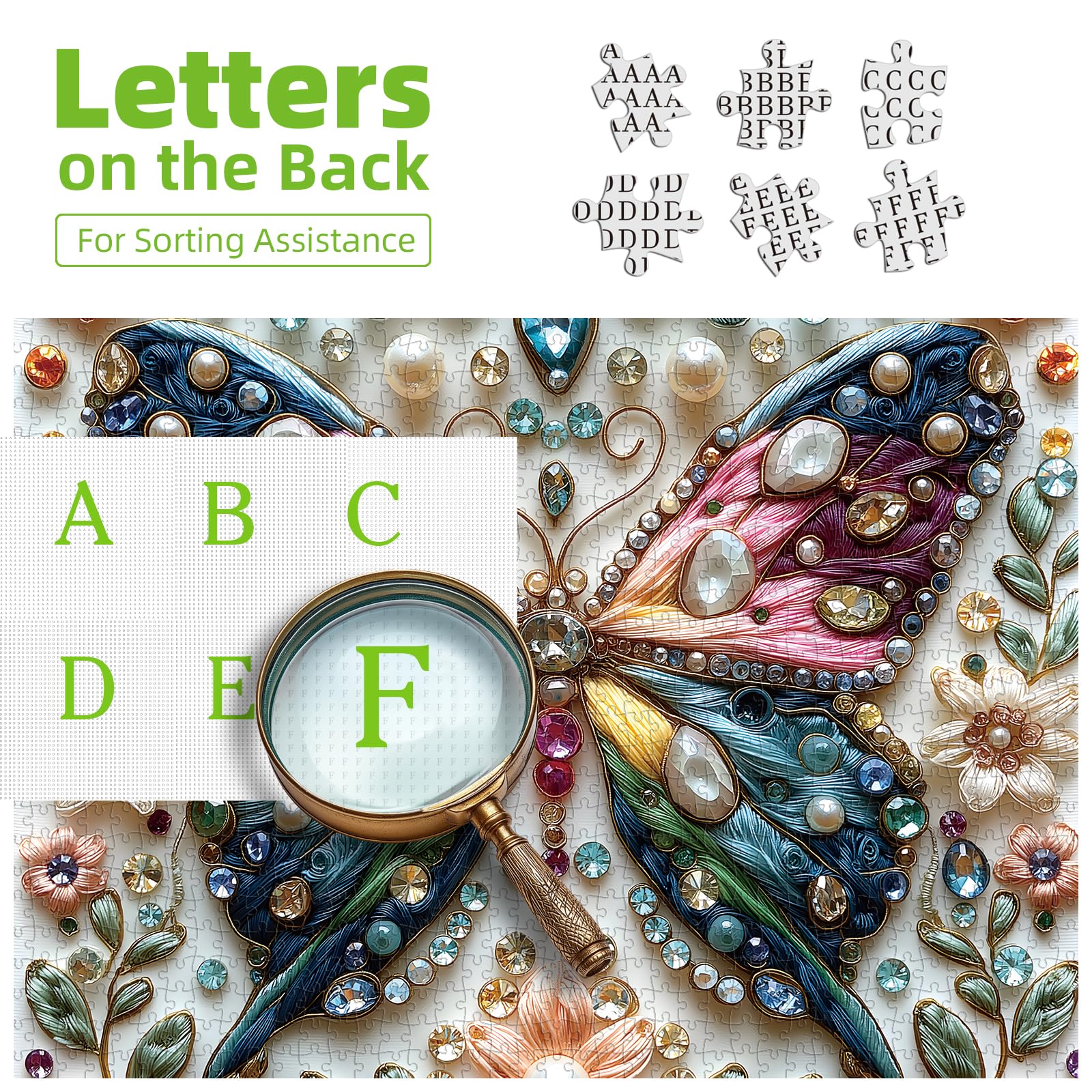 MINIWAN letters-on-back design helps track progress while solving this 500-piece challenge.
