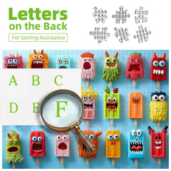 MINIWAN monster ice cream puzzle—letters on back aid efficient puzzle completion.