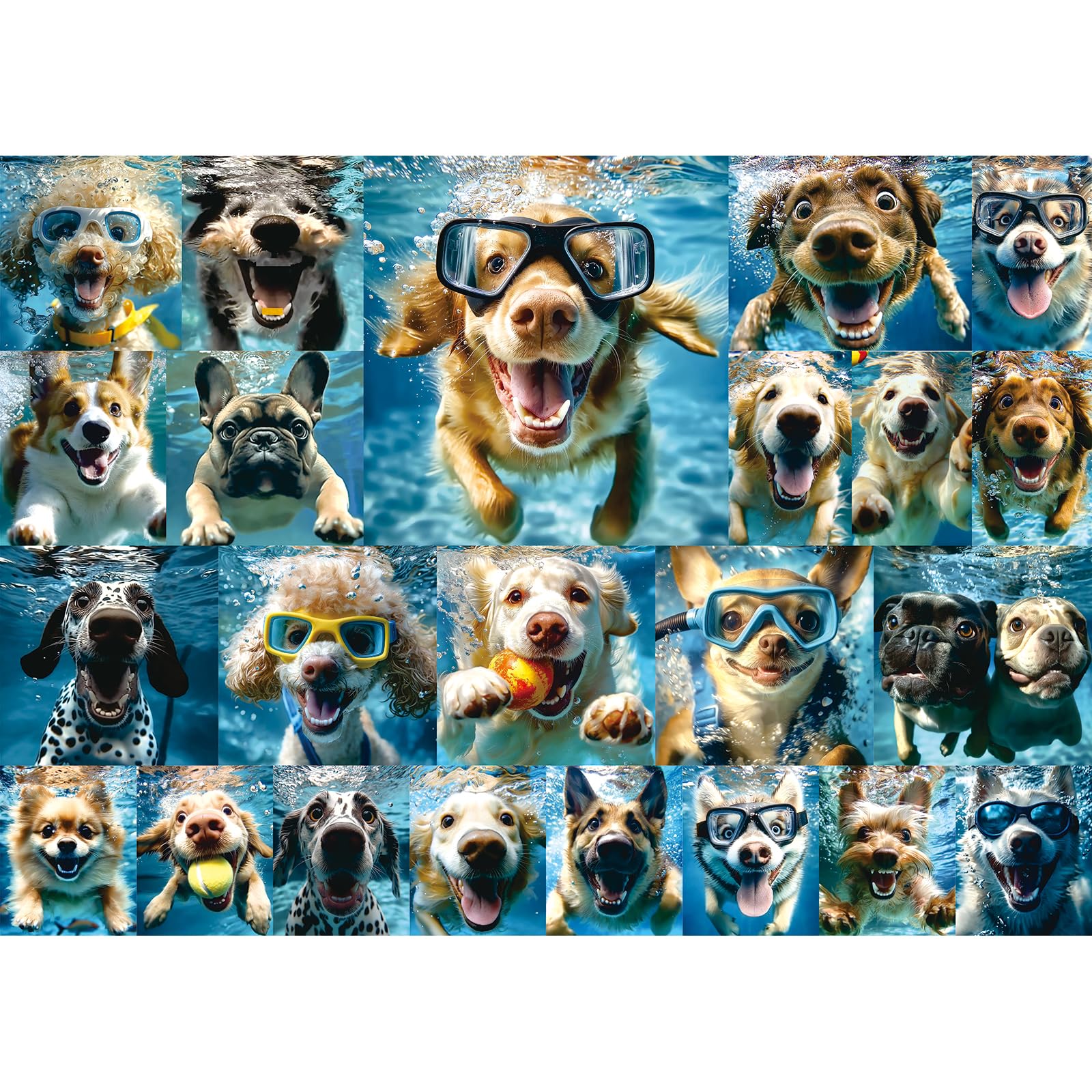 MINIWAN underwater dogs puzzle box with letters on back to aid solving.