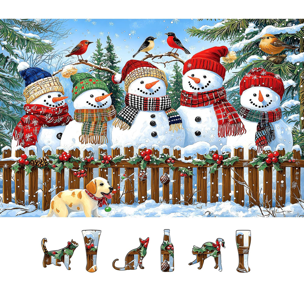 MINIWAN snowman puzzle with colorful hats for cozy family evenings.