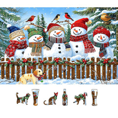 MINIWAN snowman puzzle with colorful hats for cozy family evenings.