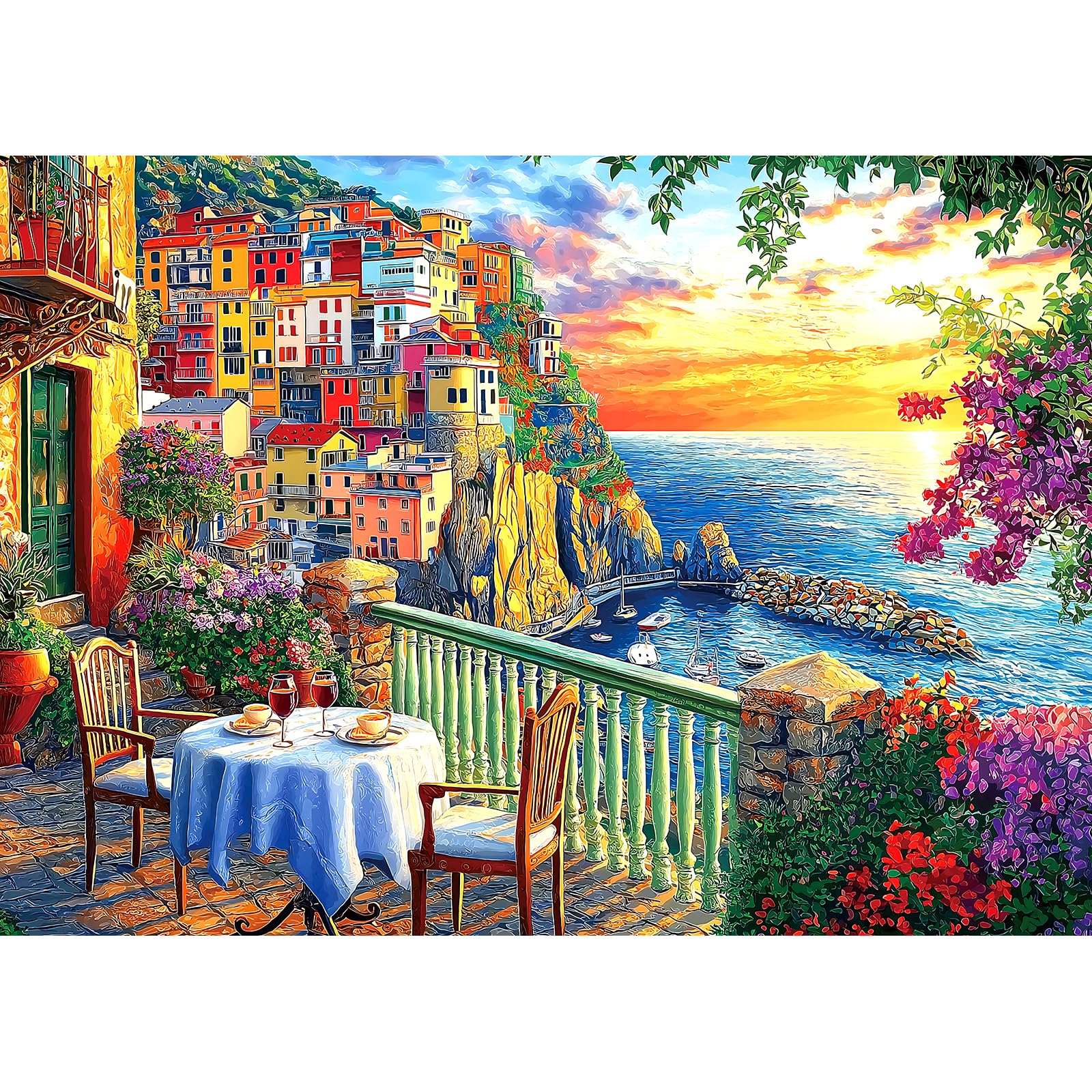 MINIWAN Italy Cinque Terre puzzle with coastal village scenery for family puzzle nights.