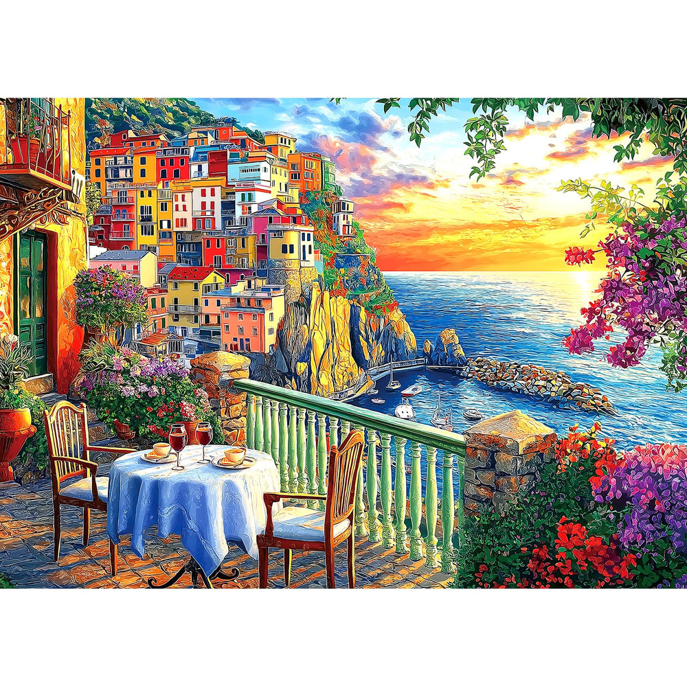 MINIWAN Italy Cinque Terre puzzle with coastal village scenery for family puzzle nights.
