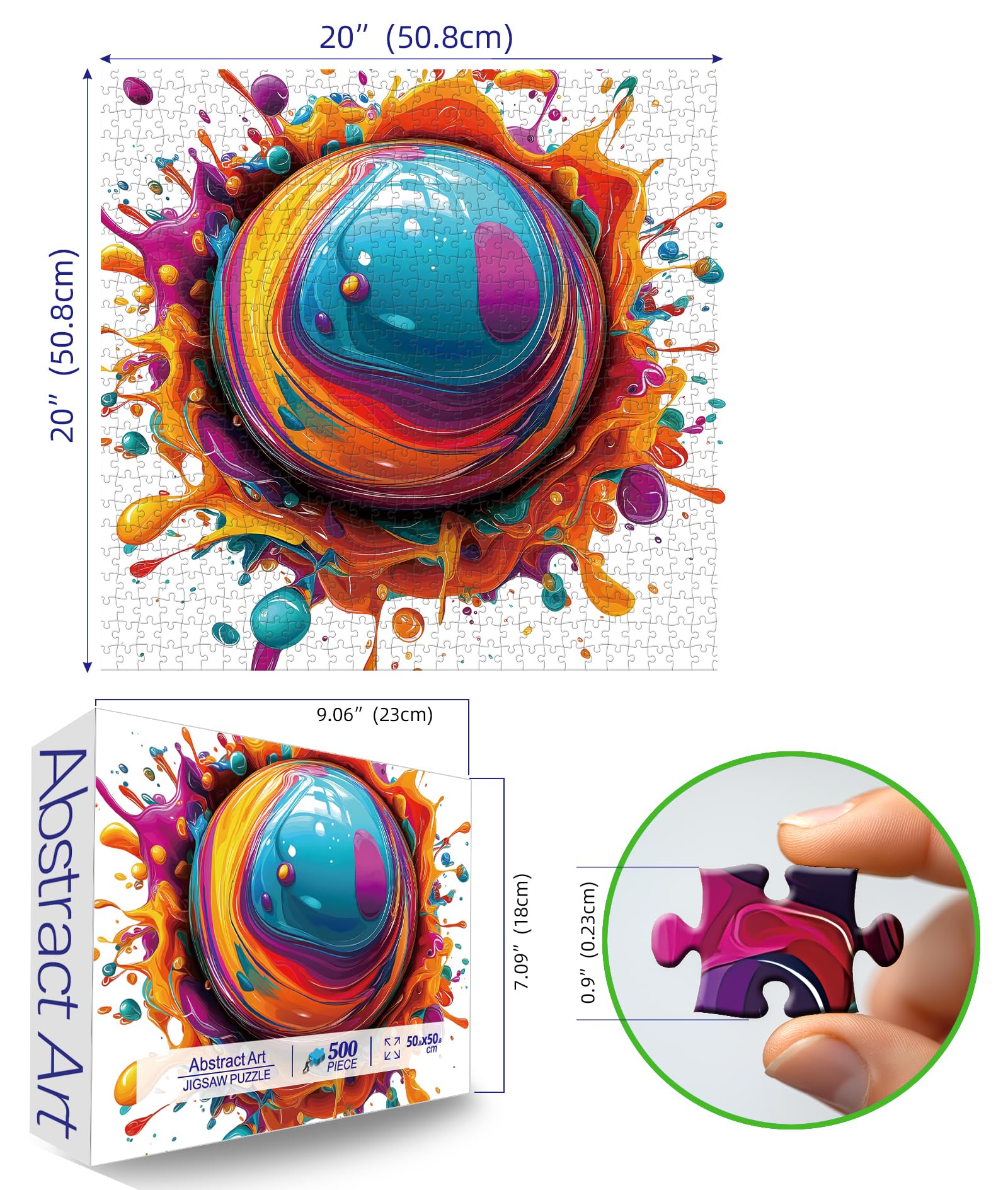 MINIWAN puzzle features turquoise, orange, purple, and yellow tones for vivid decor inspiration.