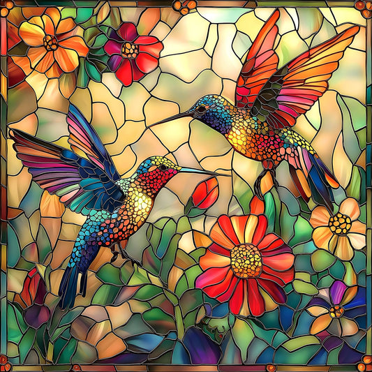 MINIWAN stained glass hummingbird puzzle with 500 pieces highlights vibrant colors for mindful concentration.