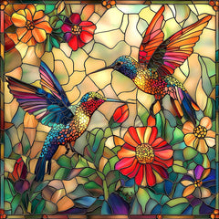 MINIWAN stained glass hummingbird puzzle with 500 pieces highlights vibrant colors for mindful concentration.