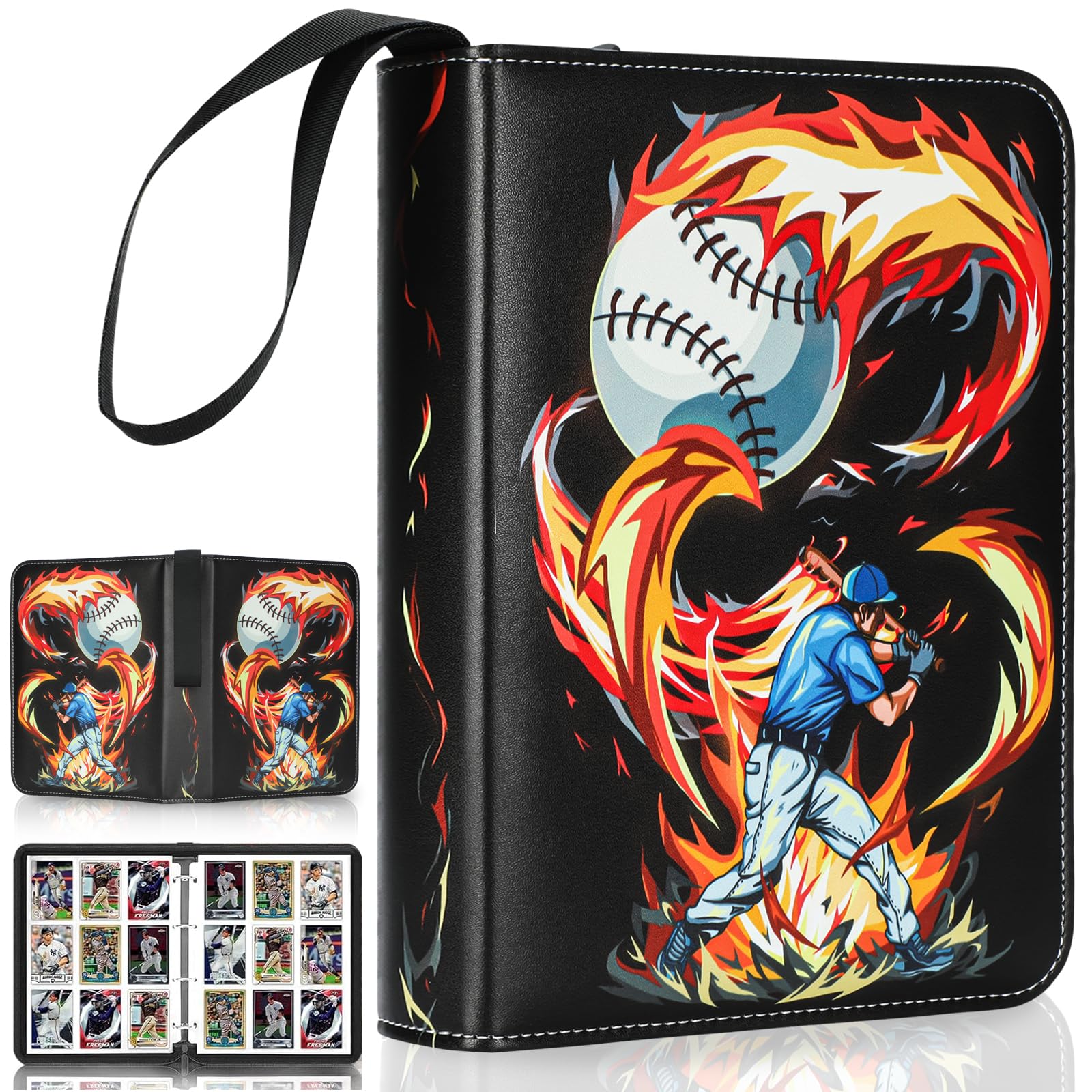 Minkeytal Flame 9-pocket binder front view with sturdy construction.