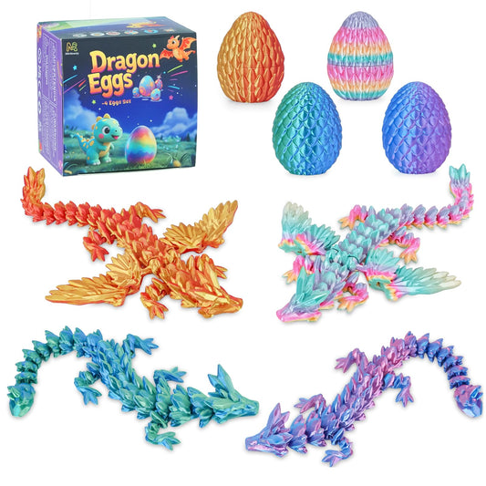 Minleway dragon eggs with articulated dragons displayed as striking desk decor