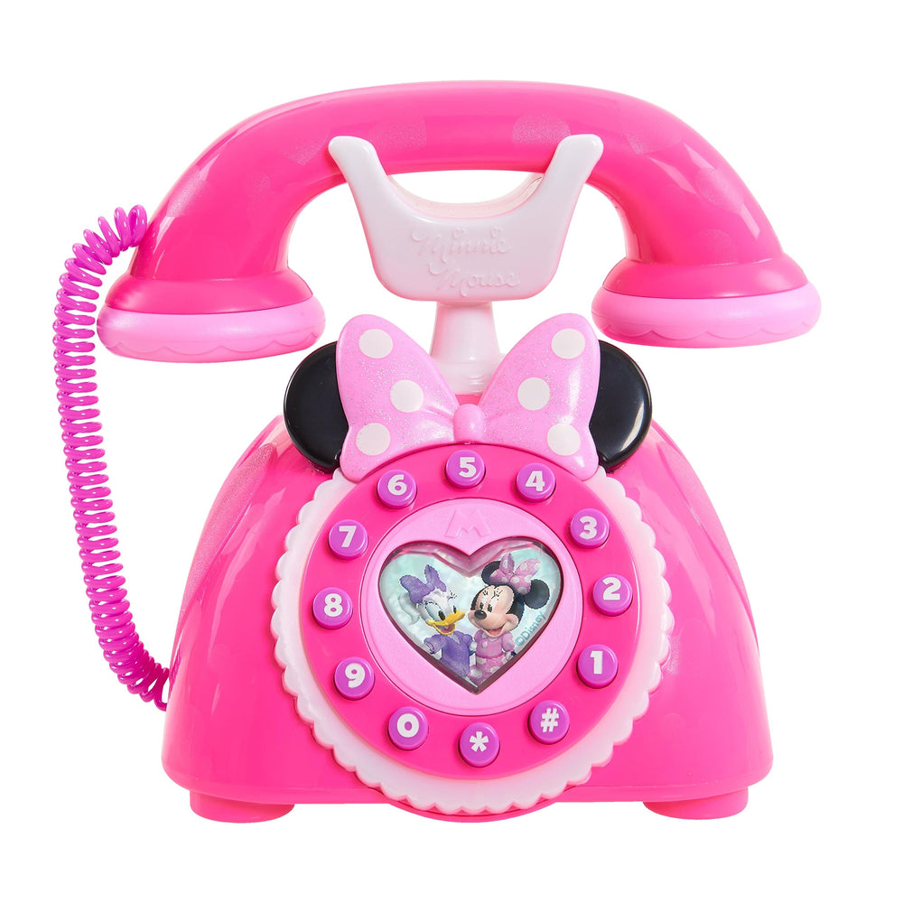 MINNIE's Happy Helpers rotary pink phone front view supports imaginative play.