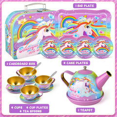 Minnot unicorn tea set cups with bright colors for creative play sessions