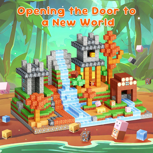 Minoskia magnetic blocks farm build set for imaginative play