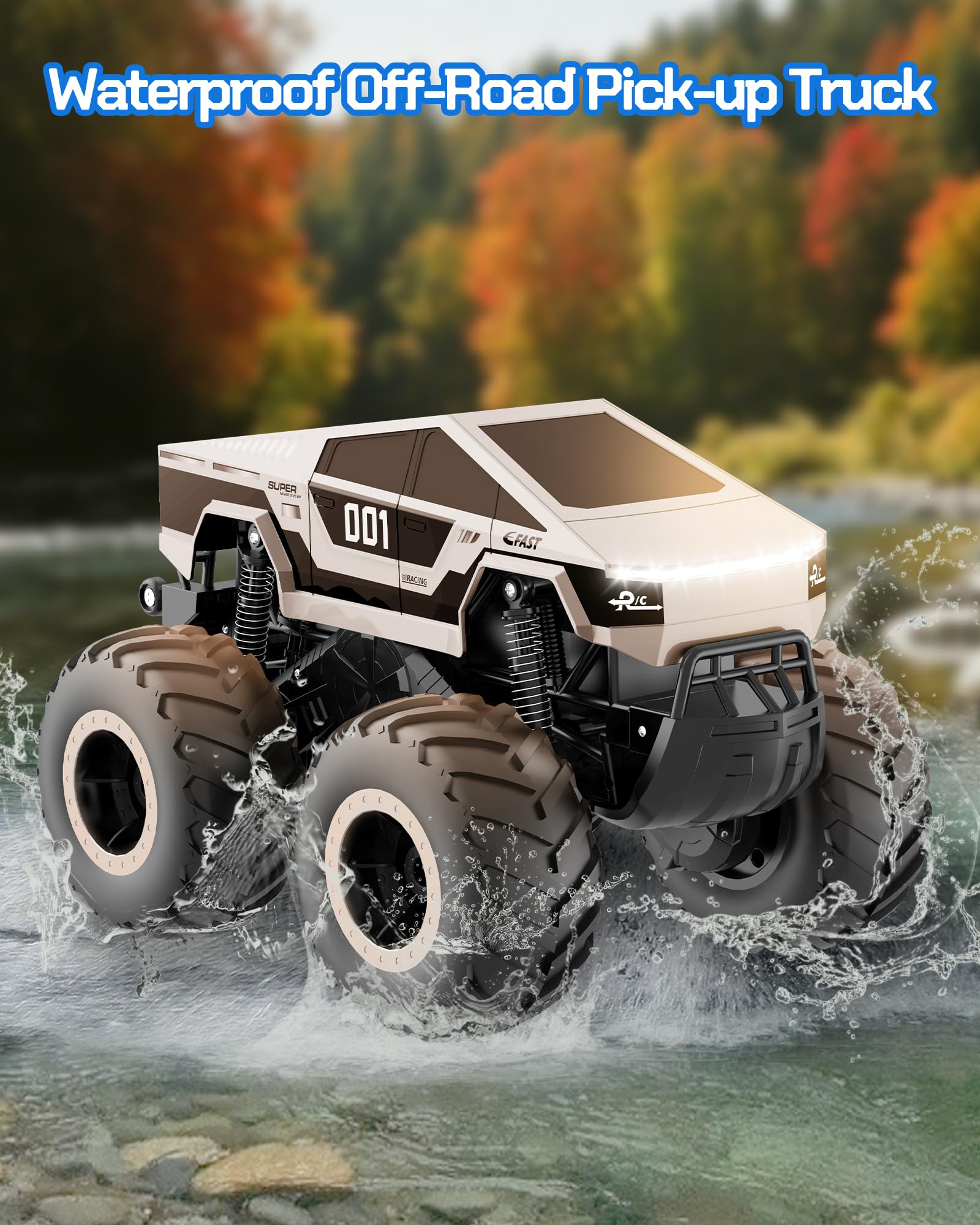 Miortior amphibious drive shows water-ready capability on a wet surface.