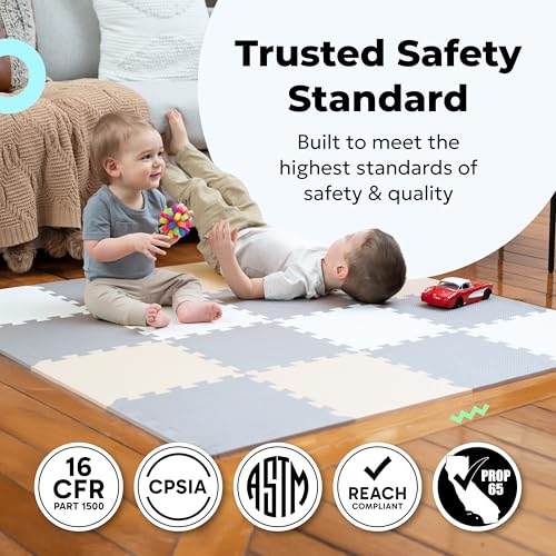 MioTetto interlocking foam tiles fit a 50x50 playpen, easy to customize.