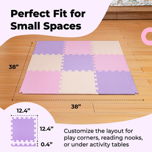MioTetto interlocking foam tiles assemble easily for a customizable play area.