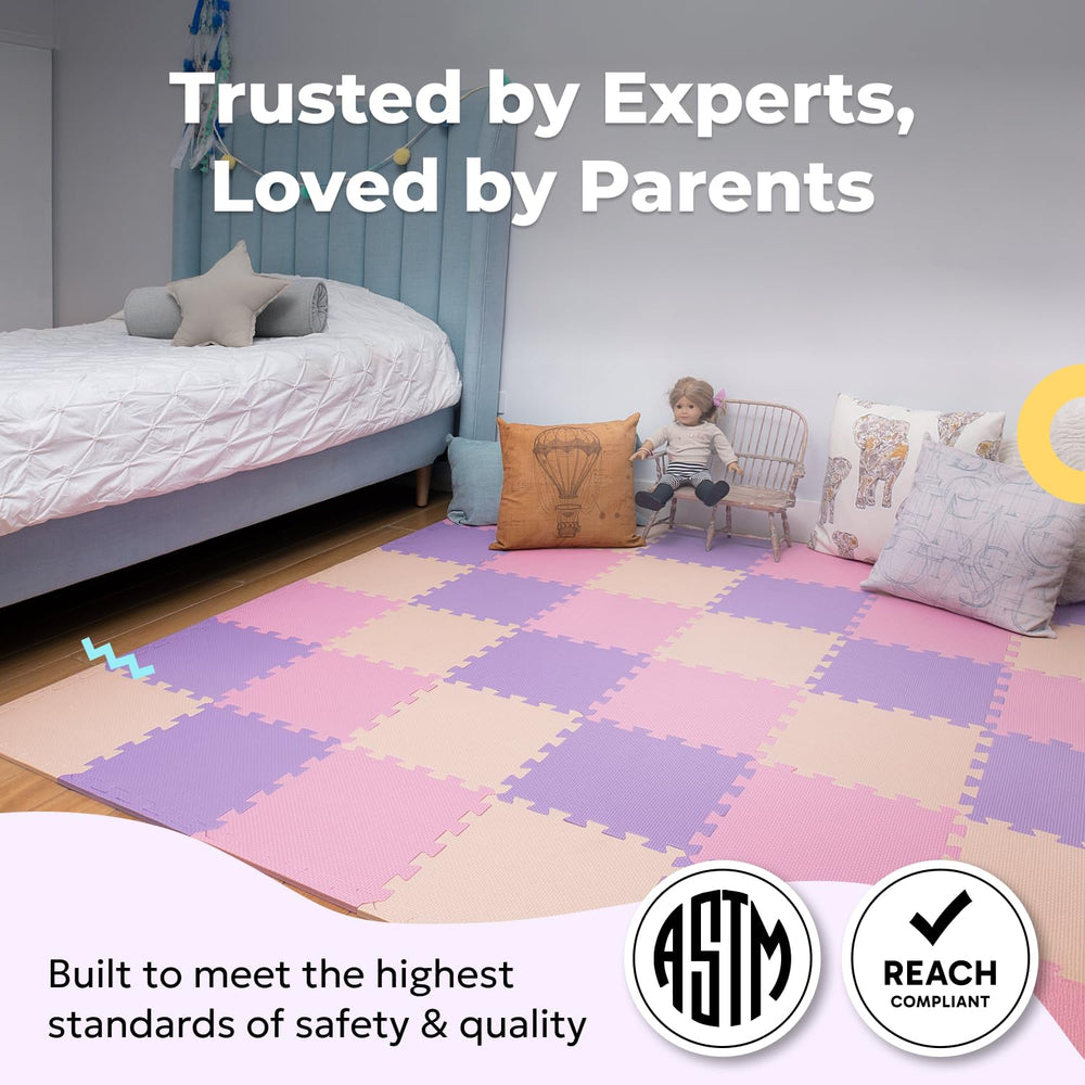 MioTetto playpen fit 74x74 scene shows compatibility with standard playpens