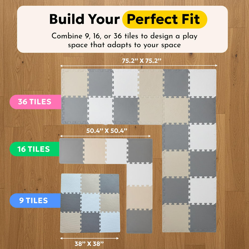 MioTetto puzzle foam tiles designed for tummy time and crawlers.