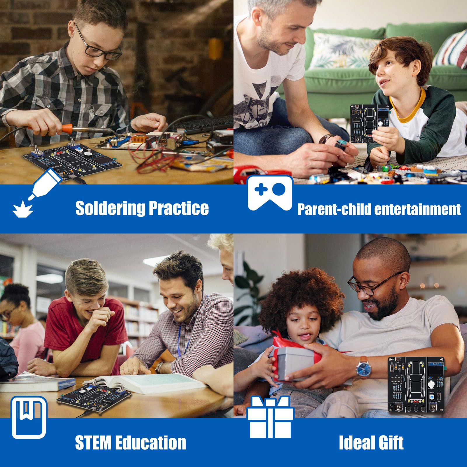 MiOYOOW DIY kit English manual and visuals support step-by-step soldering progress.