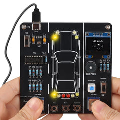 MiOYOOW DIY Car Driving Simulation kit front panel shows realistic controls for hands-on practice.