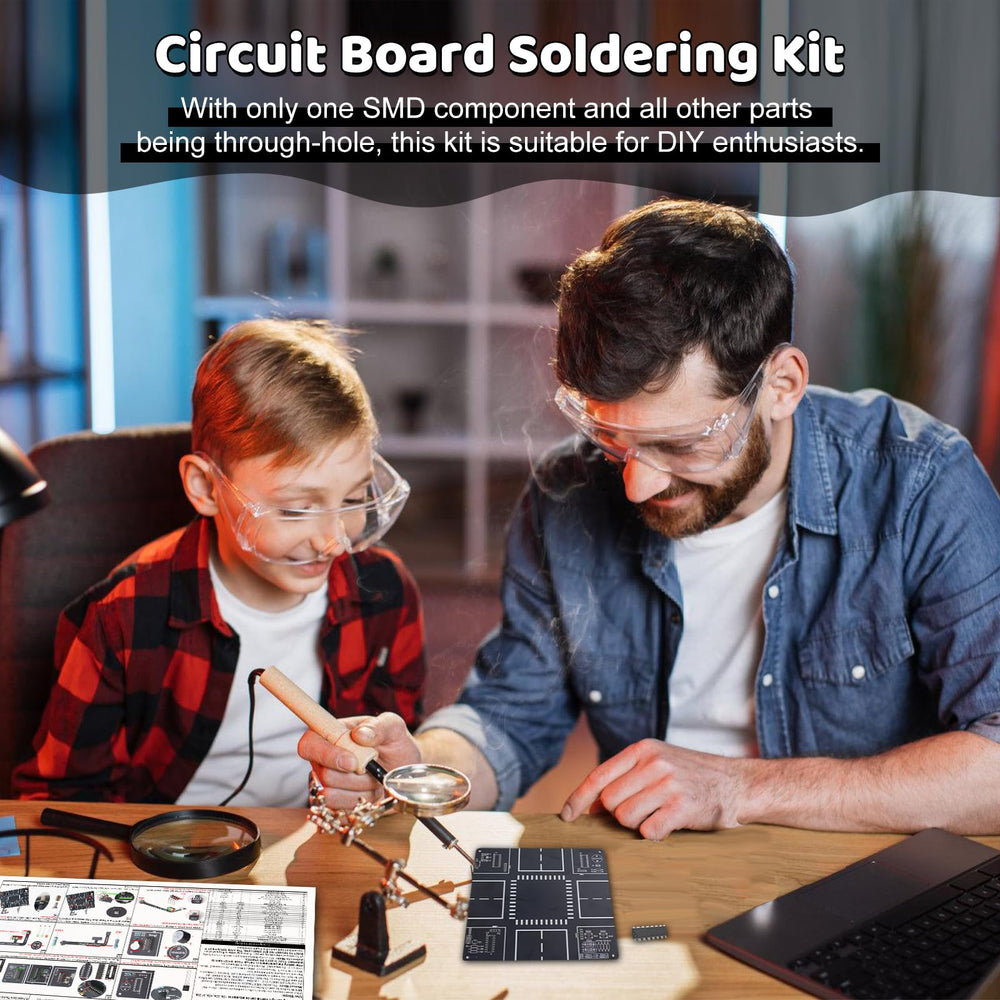 MiOYOOW board with labels for beginner friendly soldering