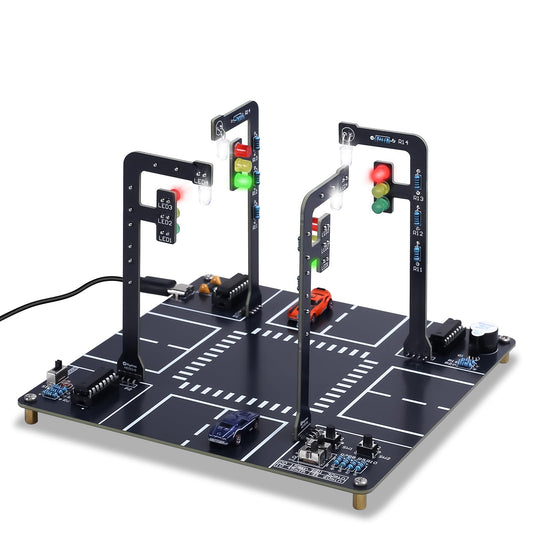 MiOYOOW LED traffic light kit front view showing real time signal simulation