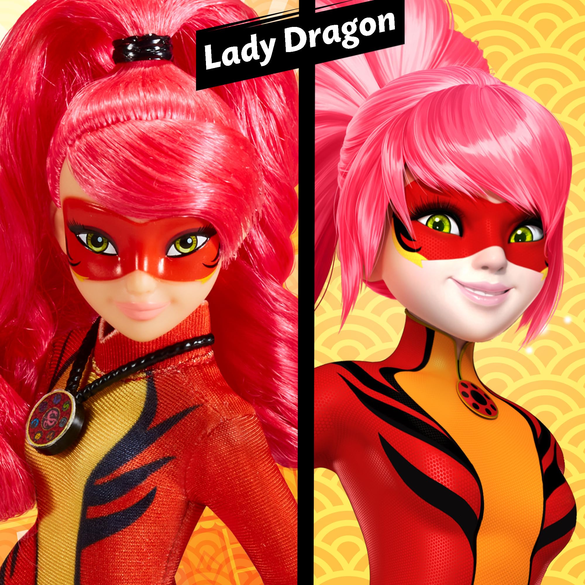Bold color palette highlights Miraculous Lady Dragon’s heroic styling