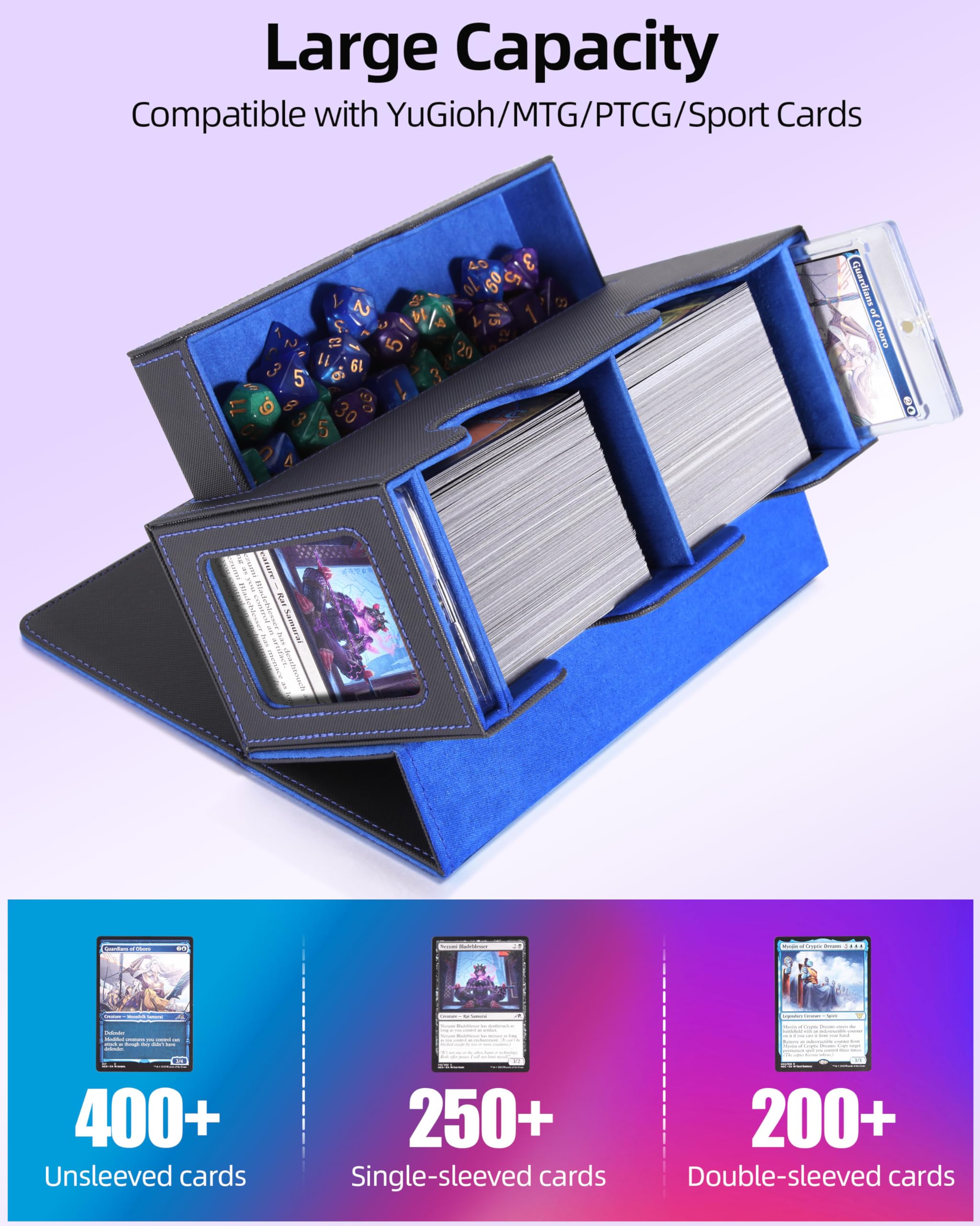 Miroddi MTG deck box magnetic closure secures cards during transport.