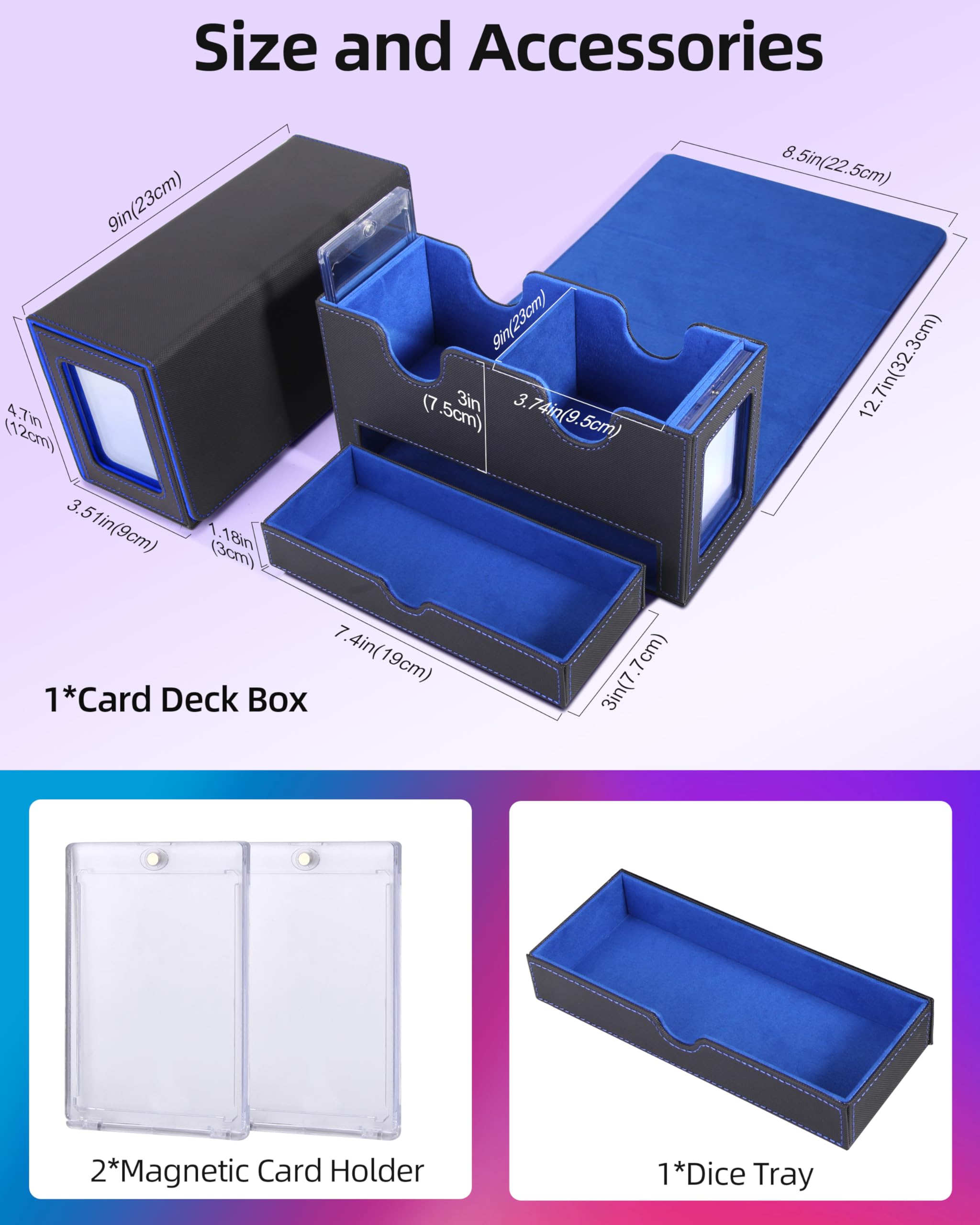 Miroddi MTG deck box side display windows speed card identification.