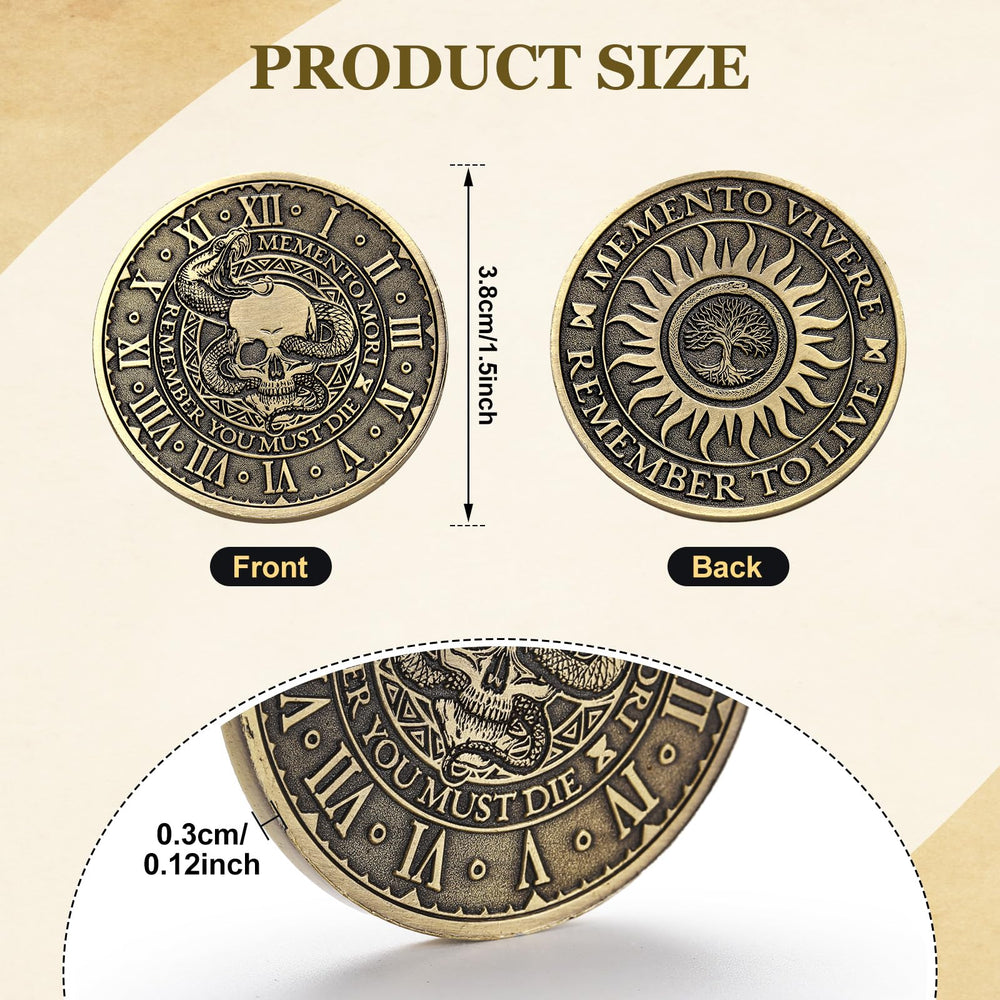 Misdary Memento Mori coin handling size shows comfortable 1.5 inch diameter for daily carry.