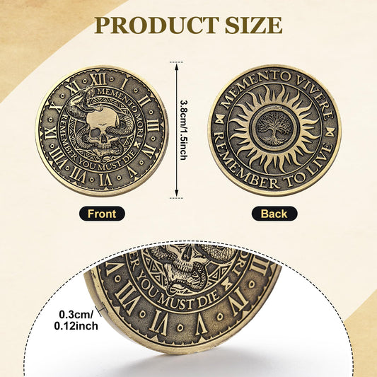 Misdary Memento Mori coin handling size shows comfortable 1.5 inch diameter for daily carry.