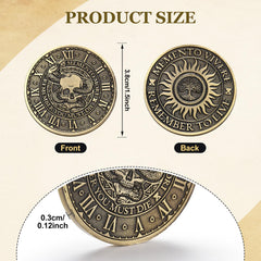 Misdary Memento Mori coin handling size shows comfortable 1.5 inch diameter for daily carry.