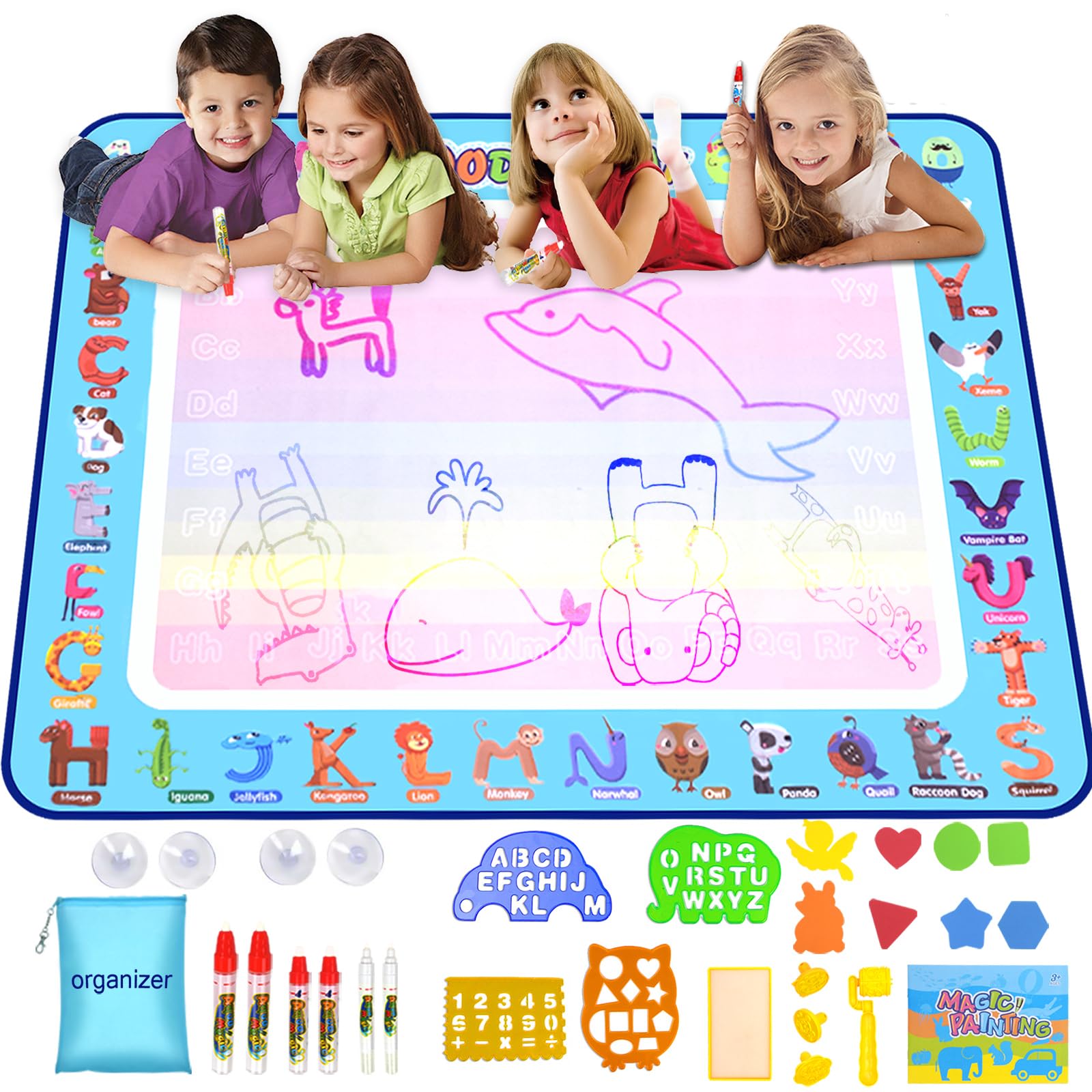 MISERWE Doodle Mat with water doodle pen for mess free creativity