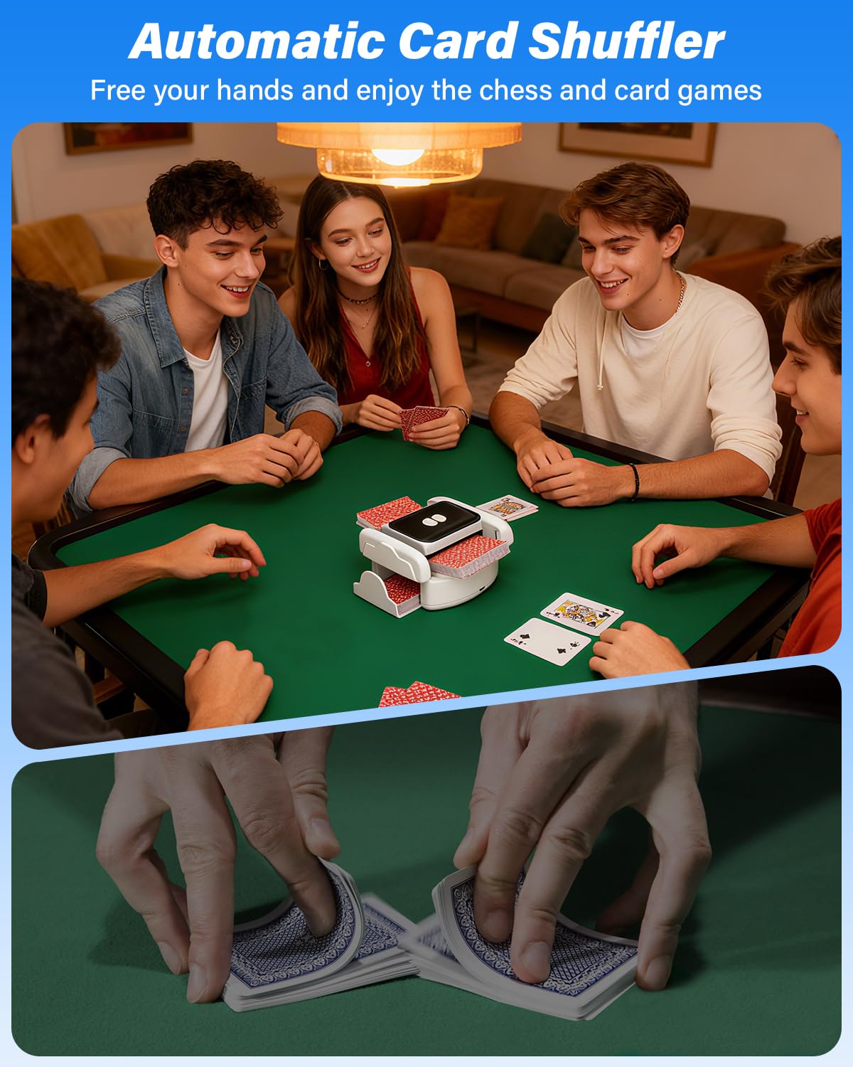 MISFANS 2025 Upgrade Rechargeable Shuffler powers long sessions on a single charge.