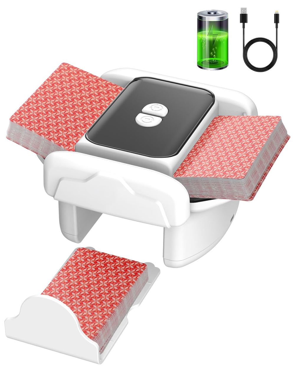 MISFANS Card Shuffler with Removable Tray speeds card access after shuffles.