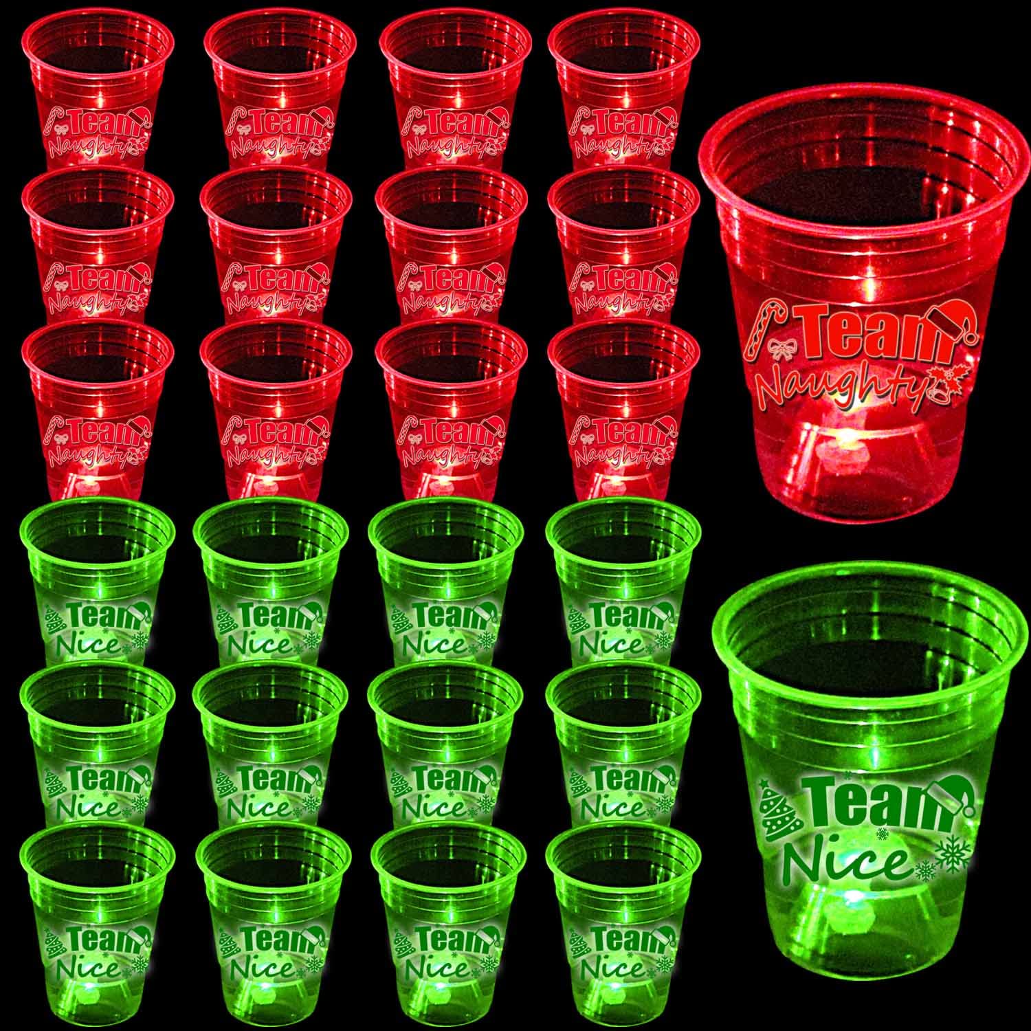 Mishunyus 40pcs glow Christmas cups in red and green for festive drinks