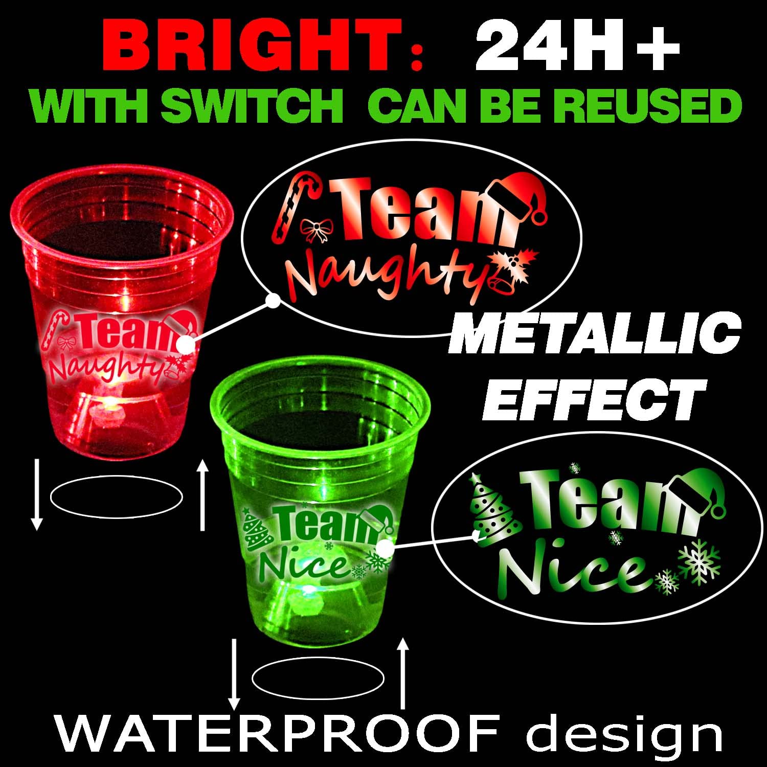 Mishunyus team naughty or nice LED cups design glow