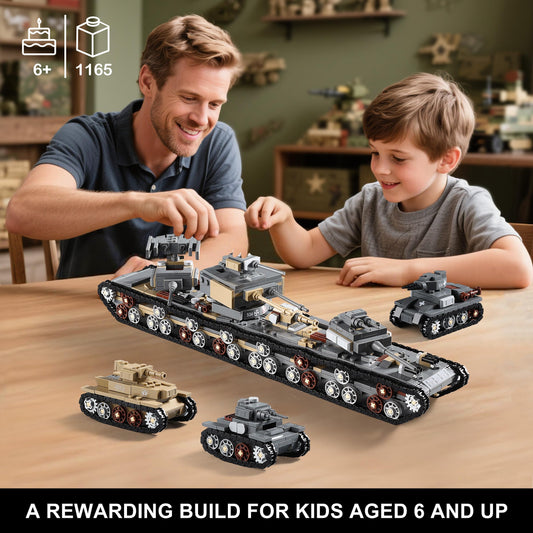 MISTBUY 9-in-1 battle kit with KV-VI and eight tanks for creative builds.