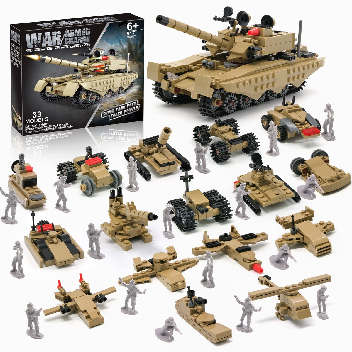 MISTBUY army tank builder blocks image showcasing tank assembly for imaginative play.