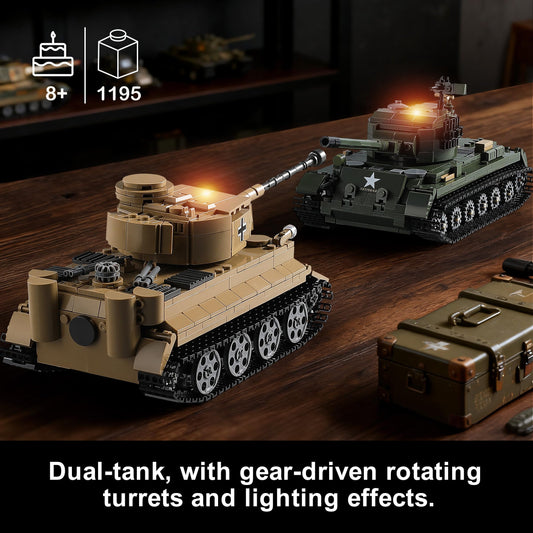 Mistbuy Tiger I tank model with LED lights for dramatic ambience.