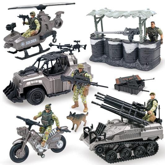 MISTBUY US Army helicopter with figures for dynamic missions and imaginative play.