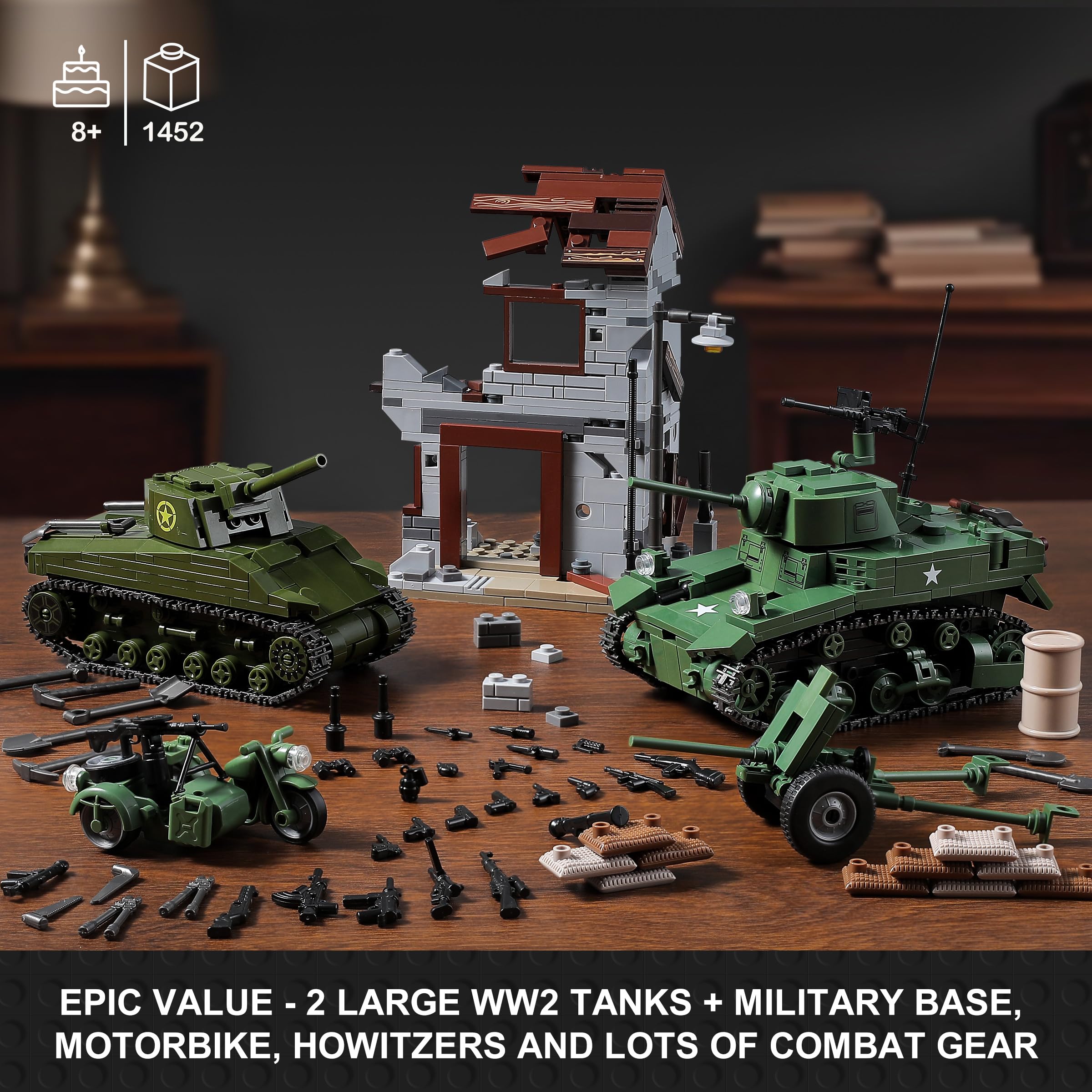 Mistbuy WW2 Army Tank Build Set showcases the Stuart tank for dynamic combat scenes.