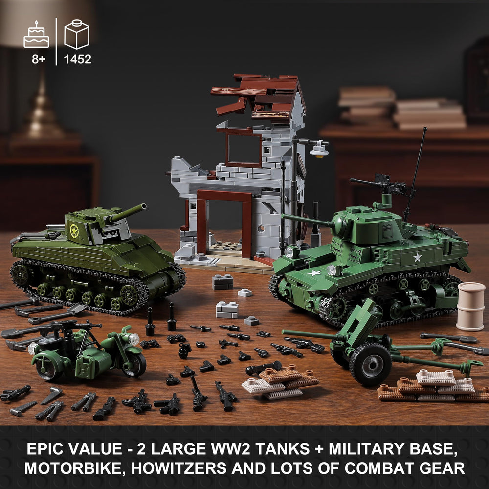 Mistbuy WW2 Army Tank Build Set showcases the Stuart tank for dynamic combat scenes.