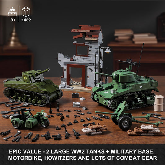 Mistbuy WW2 Army Tank Build Set showcases the Stuart tank for dynamic combat scenes.