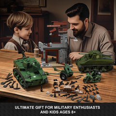 Mistbuy WW2 Army Tank Build Set offers a weapon crate and gear for tactical play.