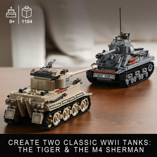 MISTBUY WW2 M4 Sherman tank with sturdy bricks for immersive battles
