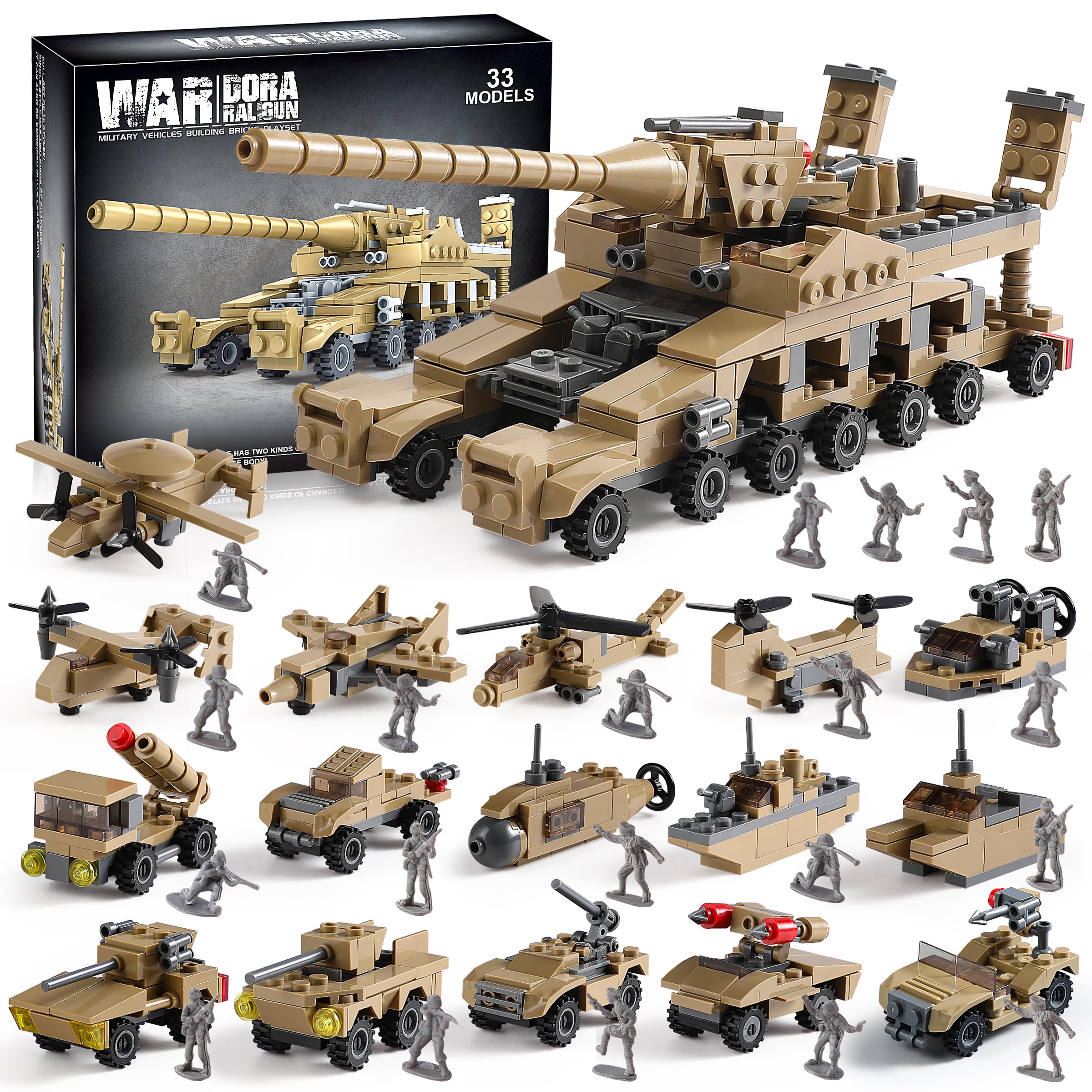 MISTBUY WWII Dora railway gun with 28 wheels for realistic battlefield play.